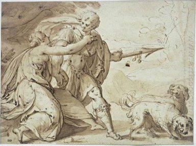 Adonis freinée par Vénus lors de la chasse