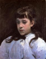 Young Girl Wearing A White Muslin Blouse 1885