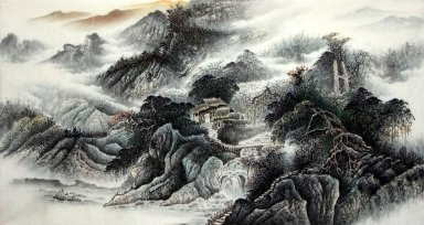 Um Pátio na Montanha - Pintura Chinesa