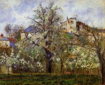 der Gemüsegarten mit Bäumen in Blüte Frühling pontoise 1877