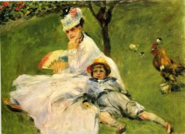 Camille Monet And Her Son Jean In The Garden At Argenteuil 1874