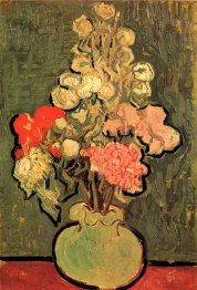 Still Life Vase With Rose Mallows 1890