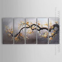 Hand-painted Floral Oil Painting - Set of 5