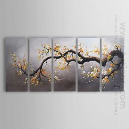 Hand-painted Floral Oil Painting - Set of 5