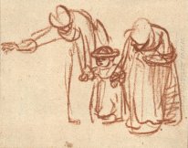 Two Women Teaching A Child To Walk