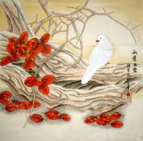 Oiseau-de rosée d'automne - Peinture chinoise