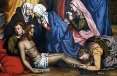 Lamentation avec des saints (détail)