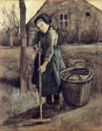 A Girl Raking