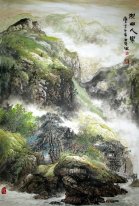 Деревья, река, дом - Китайская живопись
