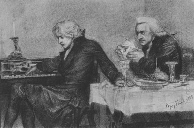 Salieri verse du poison dans le verre d\'un Mozart 1884