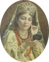 Young Lady Looking Into A Mirror 1916