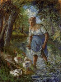 peasant crossing a stream