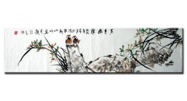 Birds & cor elegante Folwer-Hong - Pintura Chinesa