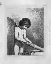 Half Figure Of A Man In The Act Of Hanging A Picture By Guercino