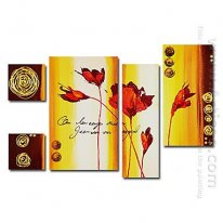 Hand-painted Floral Oil Painting - Set of 5