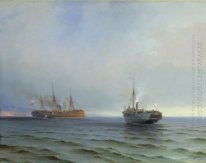 Het vastleggen van Turkse middenschip Op Zwarte Zee 1877