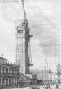 De piazzetta kijkend naar het noorden de campanile in reparatie