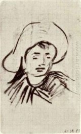 Head Of A Boy With Broad Brimmed Hat 1890