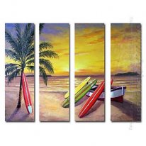 Hand-painted Oil Painting Landscape Oversized Wide - Set of 4