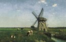 Landscape with windmill near Schiedam