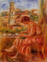 Mujer en la ventana con vistas a Niza 1918