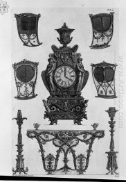 Four Sides Of The Sedan A Clock Two Candlesticks Table Wall