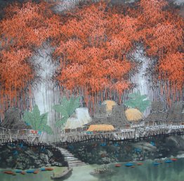 Arbres, rivière - peinture chinoise