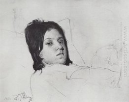 Woman S Head V A Repina Lying In Bed 1872