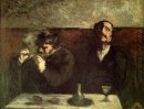 Två Män sitter med en tabell eller rökarna