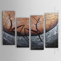 Hand-painted Abstract Oil Painting - Set of 4