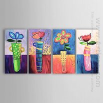 Hand-painted Floral Oil Painting - Set of 4