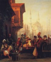 Coffee House By The Mosque Ortak ? Y Dans Constantinople 1846