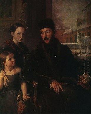 Retrato de DP Voyeikov con su hija y el MIS institutriz