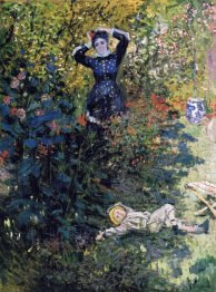 Camille And Jean Monet In The Garden At Argenteuil