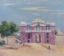 Puerta del palacio del rajá, Benares, India
