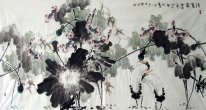 Crane & Lotus - pintura china