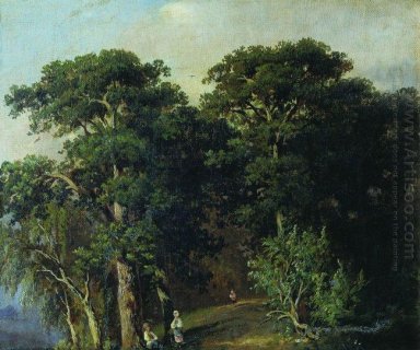 Paysage de forêt avec des figures 1880