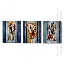 Hand-painted Abstract Oil Painting - Set of 3