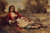 Jeune femme algérienne Allongé sur l'herbe 1873