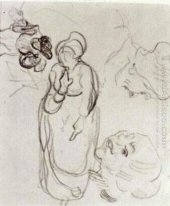 Studie einer Frau, die zwei Köpfe einer anderen Figur 1890