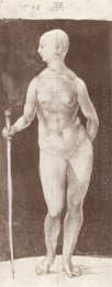 standing female nude with baton in the right