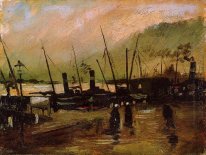 Muelle con las naves en Amberes 1885