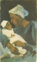 Woman Sien With Baby On Her Lap Half Figure 1882