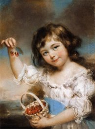 Small Girl Presenting Cherries