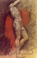 Standing Sitter On The Background Of Red Drapery 1802