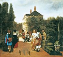 Skittle Players in a Garden