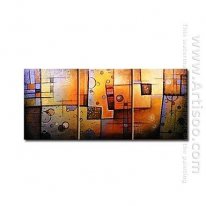 Hand-painted Abstract Oil Painting - Set of 3