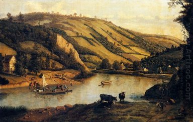 Eine ausgedehnte Flusslandschaft, Wahrscheinlich Derbyshire, mit