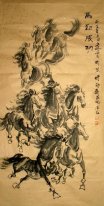 Oito Cavalos Treasures-Antique Papel - Pintura Chinesa