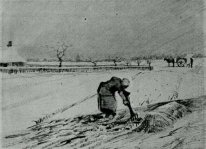 Sneeuwlandschap Met Bukkende vrouw 1883